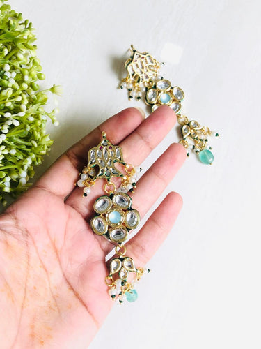 Mint Blossom Kundan Earrings